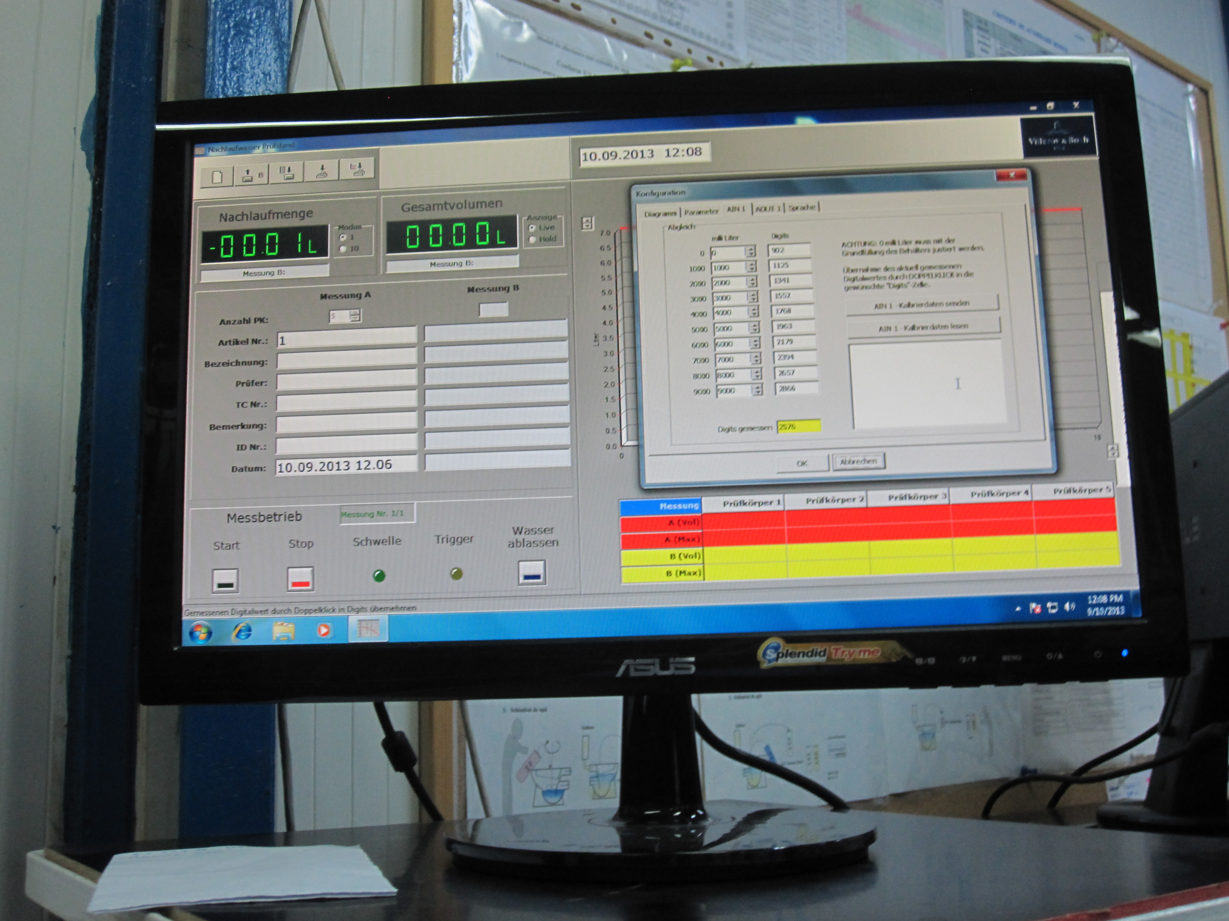 Test bench in operation